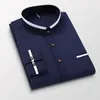 Men's Dress Shirts Stand Collar Slim-fit Shirt With Color-blocking Single-breasted Button Formal Business Casual Work Attire Long Sleeves.