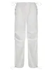 Pantalon Femme Capris Sweetown Casual Baggy Pantalon de Jogging Large Blanc Cordon Lâche Taille Basse Streetwear Pantalon Cargo Femme Hippie Joggers Pantalon 230721