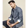 Camicie casual da uomo Camicia a maniche lunghe in spandex di cotone Camicia da taschino sul seno maschile Marea Tempo libero Abbigliamento autunnale Cappotto sportivo Risvolti Top