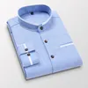 Men's Dress Shirts Stand Collar Slim-fit Shirt With Color-blocking Single-breasted Button Formal Business Casual Work Attire Long Sleeves.