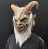 Máscaras de festa Traje de Halloween Máscara de Lúcifer Cosplay Látex Assustador Demônio Diabo Filme Horrível Máscara de Chifre Adultos Adereços