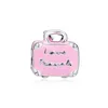 2019 Original Real 925 Sterling Silver Jewelry Pink Travel Bag Charm Beads Fits European Pandora Bracelets Necklace for Women Maki179o