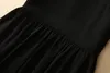 2023 automne noir contraste couleur broderie robe à manches courtes col rond lambrissé longue Maxi robes décontractées S3Q210720 grande taille XXL