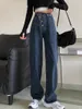 Vrouwen Jeans Vrouwen Casual Oversized Wijde Pijpen Denim Broek 2023 Hoge Taille Vriendje Stijl Losse Rechte Mom Chic Koreaanse blauwe Broek