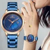 Kobiety oglądają NaviForce ze stali nierdzewnej Lady Wristwatch Fashion Waterproof Ladies Watches Prosty Blue Girl Clock Set na 319L