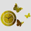 Relojes de pared Reloj de espejo Creativo DIY Acrílico Mariposa Moderna Decoración sencilla para el hogar