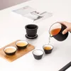 Bicchieri da vino HMLOVE Set di teiere in ceramica 1 pentola 4 tazze da tè Filtri cinesi Kung Fu Gaiwan Set da tè da viaggio portatile Regalo per affari 260ML 230721