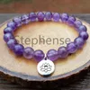 MG0691 Naturel 2A Grade Améthyste Bracelet Cristaux Naturels Guérison Coeur Chakra Bracelet À La Mode Femmes Yoga Mala Bracelet259I