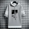 Men s Hoodies Sweatshirts Japan Style Fashion Streetwear Short Sleeve Hooded Men Casual Harajuku Prints Clothing 230721