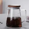 Ferramentas pote de café resistente ao calor com tampa de madeira servidor de café pourover acessórios de cozinha alça de vidro de borosilicato alto bule