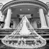 Kaplica katedralna Ivory White Wedding Bridal welgi koronkowe proste z grzebieniami panny młodej 2T 3M Długość spersonalizowana 199Y