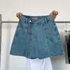 Women's Jeans Trend Denim Skirt 2023 Summer Shorts High-waisted Thin Multi-button A-line Culottes Wide Leg Pants Women