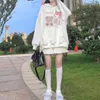 여성용 후드 긴 소매 후드 땀 셔츠 봄 가을 느슨한 핏 kawaii 까마귀 캐주얼 세련된 옷