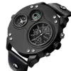Oulm marka gładka gwiazda celebrytów kwarcowa zegarek kompas męskie zegarki podwójna strefa czasowa duża tarcza męskość zegarek