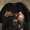 デザイナーファッション服ヒップホップティーロックTシャツ100コットンアメリカンストリートヒップホップ漫画男性と女性用のトミ