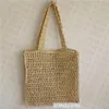 Kvinnor Tygväska Raffia Straw Woven Handbag Purse virkning axelpåsar Fashion Letter Beach Totes Koppling Handväskor med triangel LO34O