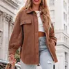 Damesjassen Elegante Eenvoudige Wollen Losse Bovenkleding Tops Vrouwen Effen Revers Jas met lange mouwen Winter Herfst Casual Enkele rij knopen Kantoor