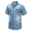 Camisas casuais masculinas chegada moda camisa jeans manga curta bonito casaco de verão grande tamanho grande M L XL 2XL 3XL 4XL 5XL