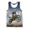 Herrtankstoppar motorcykel motocross tryckt män hip hop hajuku streetwear överdimensionerade ärmlösa skjortor 3d kläder ropa hombre