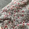 Podstawowe sukienki swobodne Nowe letnie plażowe dżinsowe patchwork szyfonowy kwiatowy kołnierz damski kołnierz łukowy krótki rękaw kwiatowy pasek koronkowy koronkowy midi vestido 2023