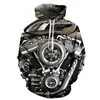 メンズフーディーオートバイメンズ衣料カーニバルナイトゴシックフーディー3D 107メカニックエンジン印刷スウェットシャツハラジュクユニセックス特大