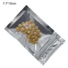 200pcs lot 7 7 10cm Silver Aluminum Foil Front Clear Package Bag Zip Lock Dried Food Storage Pouch Moisture Proof Grip Seal Plasti251e