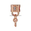 Charms di alta qualità 925 Sterling Sier Key Lock Charm Bead ciondolo per collana braccialetto Pandora originale moda donna gioielli fai da te Dh46H