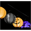 Decoração de festa Evento festivo Halloween Led Paper Pumpkin Ghost Pendurado Lanterna Luz Decoração de férias Xb1 Drop Delivery Home Garden Su Dhi0P