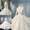 Vestidos de novia musulmanes de cuello alto, manga larga, apliques hechos a mano, Vestido de baile de encaje, vestidos de novia, Vestido de Nova personalizado de talla grande 248n