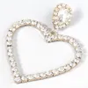 Trend Sparkling Big Rhinestone Heart Women's Earrings Party Wedding Accessories Fashion Statement Heart Earrings