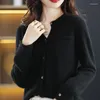 Damesbreien M-XXL Trendy Fashion Rapel Pure Wool Ladies Sweater 2023 Gebreide vest kasjmier met lange mouwen Spring en herfst