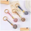 Sleutelhangers Lanyards Mode Strass Balvorm Diamant Sleutelhanger Hanger Lage Decoratie Sleutelhanger Gift Sleutelhanger Drop Delivery Acce Dheyw