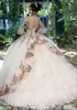 حلوة 16 ثياب الأميرة Quinceanera الوردي 2023 الأكمام الطويلة تول ثوب كرة المسابقة الرسمية للفتيات Vestidos de 15 Anos