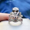 Cluster Rings 2023 Pear Shaped Water Drop Personalized Crown 8 12 Diamond Ring For Women's Fashion Alien