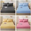 Bedding sets 100% Cotton Fitted Bed Sheet with Elastic Band Solid Color Antislip Adjustable Mattress Cover for Single Double King Queen 230721