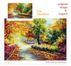 Coussin Chenistory Cadre Forêt Bricolage Peinture par Numéros Automne Paysage Peinture par Numéros Toile Photo Mur Art Photo pour La Décoration Intérieure