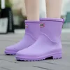 Rain Boots Fashion Boot Waterproof PVC Work Shoes Outdoor Winter Middle Tube Plus Fleece Slip On Lady Size 3641 230721
