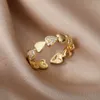 Anillos de circón de corazón para mujer, anillo de acero inoxidable ajustable abierto, anillo de Color dorado, boda romántica, pareja, joyería estética, anillos