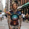 Herren-T-Shirts, Sommer-Shirt, fluoreszierendes Muster, 3D-Druck, lässiger Modetrend