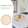 Ensembles de vaisselle Tamis en bambou Table à manger extérieure ronde Tissage Panier cadeau Snack Case Porte-conteneur Enfant