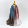 Scarves Ombre Wrinkle Bubble Pleated Cotton Viscose Shawl Scarf High Quality Gradient Fringe Pashmina Stole Wrap Muslim Hijabs Sjaal