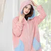 Vêtements de nuit pour femmes Robe en flanelle femmes corail polaire à capuche chaud épaissir thermique peignoir mignon poche longue Robe hiver Homewear