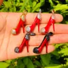 Charms 5PCS 3D Red High Obce But dla kobiet Naszyjnik bransoletki wytwarzający sześcienne zorknięcie z zamykaniem cyrkonu