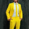 Yellow 2 Piece Mens Formal Dress Suit for Wedding Groom Suits Jacket Pants Custom Made Wedding Tuxedo Suit for Men309c