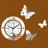 Relojes de pared Reloj de espejo Creativo DIY Acrílico Mariposa Moderna Decoración sencilla para el hogar