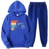 Herrspårar Motocross Vintage MX Dirt Bike Motorcykel Enduro Biker Män Set Fleece Hoodies Pants Two-Piece Tracksuit Trendy Sportswear