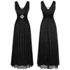 Angel-fashions женское плиссированное вечернее платье с треугольным вырезом и бисером, длинное вечернее платье трапециевидной формы, черное 486238D
