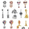 Charms 925 Sterling Sier European Balloons Zamek Kościoła Barcelona Buildle Building Dise to do oryginalnej bransoletki uroku Pandora DIY L DH5SB