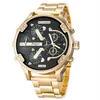 Mężczyzny duży duży pokrętło Watch Nowy moda indywidualna zegar stalowy pas 7333 Kwarc Watch Sports Business Hour T200113321k