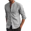 Männer Casual Hemden Sommer Herren Vintage Einfarbig Hemd Mode Leinen Langarm Hawaii Weiß Männer Blusas Camisa Masculina